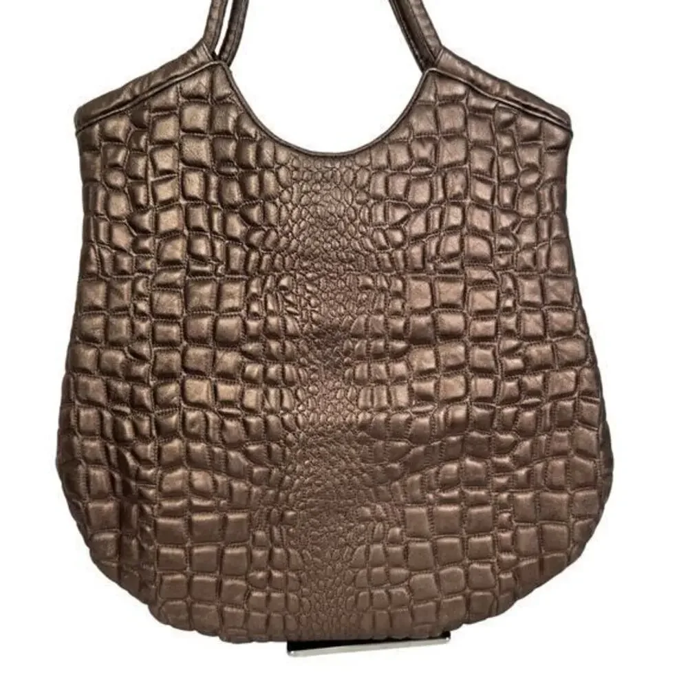 Vintage Y2K Hobo‎ International Quilted Bronze Large Shoulder Bag
